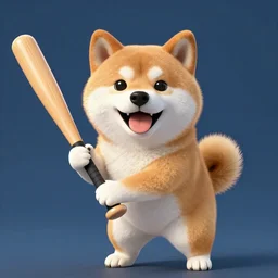 a buff shiba inu humanoid holding a baseball bat
