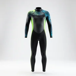 neon wetsuit, studio product photography, isolated on a pure white background, centered, entire object in frame, sharp focus, soft studio lighting
