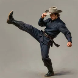 chuck norris, cinematic, wearing a cowboy hat, kicking a ninja, elegant, highly detailed, digital painting, artstation, smooth, hard focus, illustration, art by jessica rossier and and brian froud