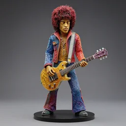 jimi hendrix, resin and wire sculpture, 3 d, intricate, detailed, 3 d shading, unreal engine, vibrant, full, colorful, award winning, product lighting