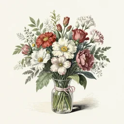 Illustration of flower bouquet, art by John Atkinson Grimshaw