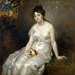 vintage beautiful painting of Aphrodite’s fruit in Mary Cassatt style