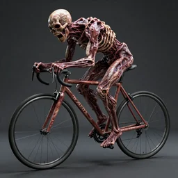 fixed gear bike made of flesh and bones, scream and fear, body-horror, high detail, photorealism, full length view, insanely intricate details, octane render, 16k, 8k