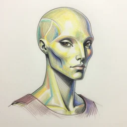 portrait of a vorta, pencil sketch, colorful