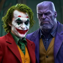 thanos cosplaying as joker, octane render, unreal engine 5, high quality, highly detailed, close up photo, 8 k