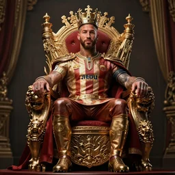 sergio ramos as a king on throne, 4 k post processing, unreal engine, aesthetic!!!!!!!, intricate, ultra detailed, artstation style