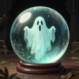 captured ghost inside fortunetellers crystal ball, Artstation