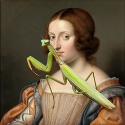 praying mantis, renaissance portrait