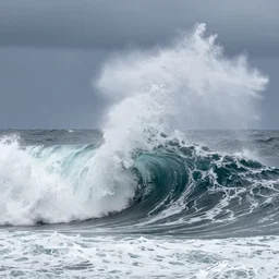 a hurricane crashing against a tsunami