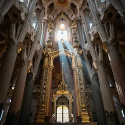 an award winning photo by william christenberry of an inside of a majestic, highly detailed beautiful very tall temple, light rays, rayleigh scattering