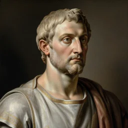 A 17th century Baroque Painting of Julius Caesar, portrait of Julius Caesar, grainy, realistic, very realistic, hyperrealistic, highly detailed, very detailed, extremely detailed, very neat, very epic, very cool, detailed, trending on artstation
