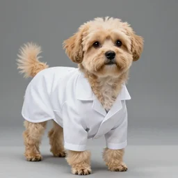 a dog wearing a lab coat, stock photo