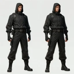 ryan church jon mccoy concept art sketch cyberpunk solider black cloth character reference sheet