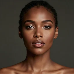 Photo of a black woman, Anna dittmann,pretty make up, bold, self confidence, cinematic, focus