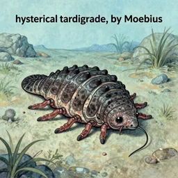 “hysterical tardigrade, by Moebius”