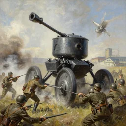 war of the worlds, martian tripods attack russian ww i army, intense fighting, dital painting, very detailed, art by jakub rozalski