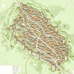 wallpaper medieval city tourist map twisty streets towers city wall d & d engraving isometric view port market castle cartoony