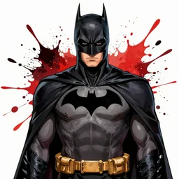 maximalist splatter paint of saul goodman cosplaying as the batman portrait, gapmoe yandere, grimdark, trending on pixiv, fanbox, painted by makoto shinkai