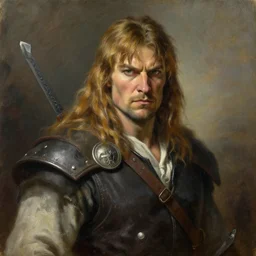 portrait of conan the barbarian, painting by raphael lacoste