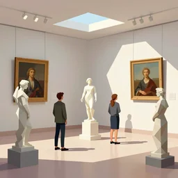 ui art of low poly museum with statues and paintings, clean vector art by lois van baarle, ilya kuvshinov, kilian eng,