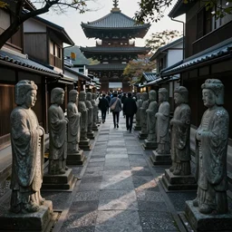 everyone on the streets of japan suddenly turned into stone statues, the situation was eerie and silent