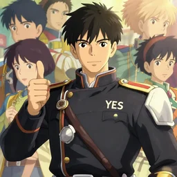 a handsome commander affirming, yes. hyperrealistic anime background illustration by kim jung gi, colorful, extremely detailed faces, intricate linework, smooth, super sharp focus, bright colors, high contrast, matte, octopath traveler, studio ghibli, unreal engine 5 highly rendered, global illumination, radiant light