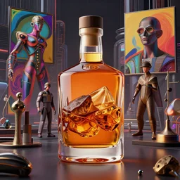 whiskey by artstation, deviantart, artfol, artslant artbox, cgsociety, gfxartist, artful, zatista, artpal, instagram, blendernation, frank stella, beeple, giger, kopera, zawadzki, synth - wave, hyperrealism, futurism 4 k, octane render