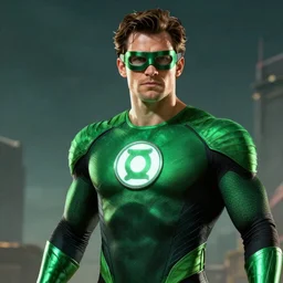 An epic fantasy comic book style portrait painting of Henry Cavill as Green Lantern, Unreal 5, DAZ, hyperrealistic, octane render, cosplay, RPG portrait, dynamic lighting