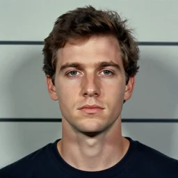 Mugshot Portrait of Jon Heder, taken in the 1970s, photo taken on a 1970s polaroid camera, grainy, real life, hyperrealistic, ultra realistic, realistic, highly detailed, epic, HD quality, 8k resolution, body and headshot, film still, front facing, front view, headshot and bodyshot, detailed face, very detailed face