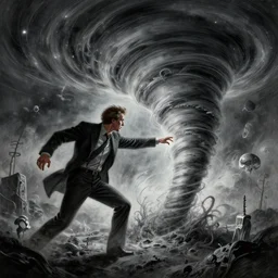 phillip seymour hoffman fighting a tornado, cosmic horror, elegant intricate digital painting artstation concept art by mark brooks and brad kunkle extreme detailed