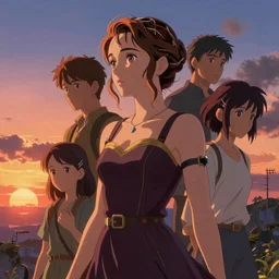 Emmy Rossum, sunset, intricate, highly detailed, digital painting, artstation, official media, anime key visual, concept art, rich vivid colors, ambient lighting, sharp focus, illustration, art by Artgerm, Makoto Shinkai, Ilya Kuvshinov, Lois Van Baarle, and Rossdraws