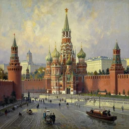 russian revolution dieselpunk 1 9 1 0 cityscape, kremlin, painting by greg rutkowski, craig mullins, ilsted, levitan, rozalski