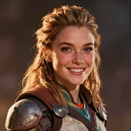 portrait of happy Aloy from Horizon: Zero Dawn, comic book illustration, by John Kirby