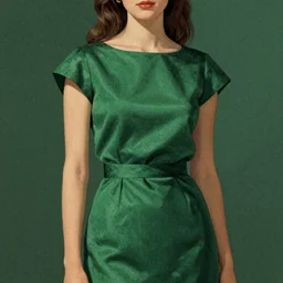 faceless woman, hyper detailed, photo realism, Vintage Magazine Illustration 1960s, deep green mood