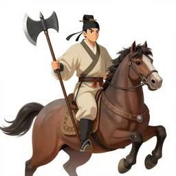 a ancient chinese cavalry hold a axe, character design, painting by gaston bussiere, katsuya terada, nc wyeth, greg rutkowski, craig mullins, vermeer, frank frazetta, mucha, trending on artstation, jeffery catherine jones