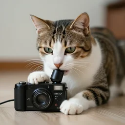 a cat playing 35 mm, hyper realistic