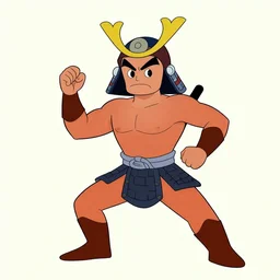 samurai superhero in the style of a 1950s cartoon