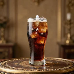portrait of a super tall michelin - star perfect glass of cola on an amazingly decorated table, professional food photography, captivating, rule of thirds, majestic, octane render, 1 0 mm lens