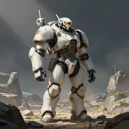 space marine, solarpunk, illustration