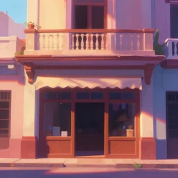 beautiful painting of a cuban storefront, front view, animation, digital art, graphic shapes, trending in artstation, dawn cinematic light, art style by disney, pixar