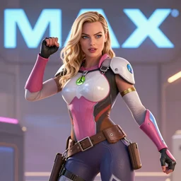 action shots of Margot Robbie as mercy (overwatch), alternate angle, imax, 4K, cinematic, volumetric