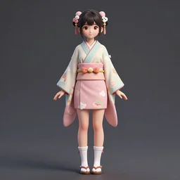 full body portrait shot of a very beautiful girl in very cute realistic WLOP digital art style, with traditional japanese style, trending on Artstation, made by Tran Ross feminine in cute pastel shades, trending on pixiv, Unreal Engine 3d, 4k, rossdraws