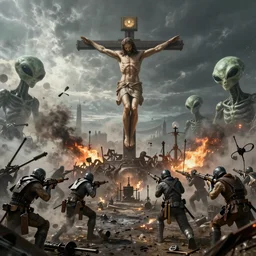 Large scale epic warfare chemical jesus christ aliens