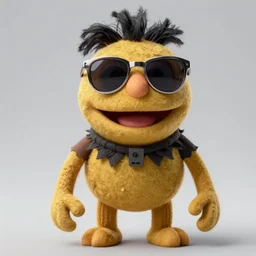 an edgy Muppet monster character wearing sunglasses concept designs for a new resident evil video game