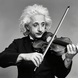 young einstein playing violin, black and white photo