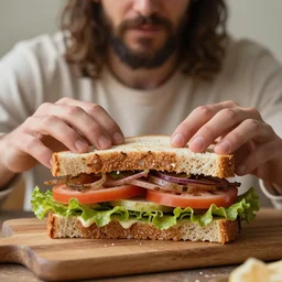 jesus makes a sandwich, superrealism, digital art, art station, octane render, 4 k, high quality, high details,