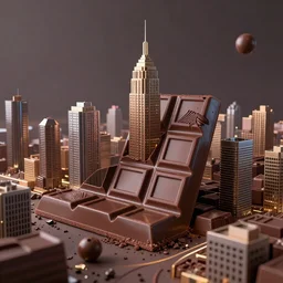 a city made of chocolate, cinematic 8k octane render