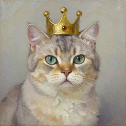 oil in canvas of an old king cat