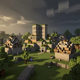 a minecraft village, by alvar aalto
