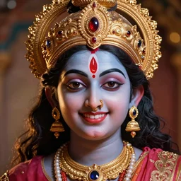 the smiling face of hindu deities